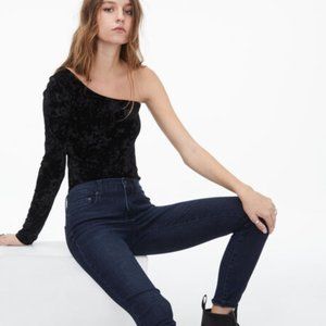 NWOT - Aeropostale - Long Sleeve Black Velvet One-Shoulder Form Fitting Top